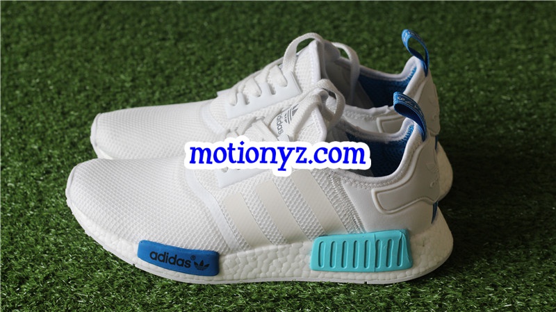 Real Boost Adidas NMD R1 White Blue Glow